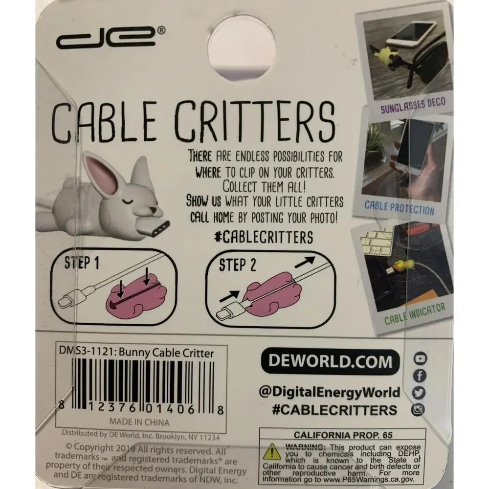 Bunny Cable Critter Phone Crd Protector/ Decoration BRAND NEW Cute Great GIFT!!